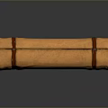 Orange Rolled Up Towel Secured With Brown Leather Straps On Black Surface