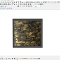 Gold And Black Abstract Painting With Leaf Patterns In Framed Design 3d model