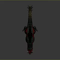 Fierce Green And Red Horned Dinosaur With Spiked Back 3D Rendering