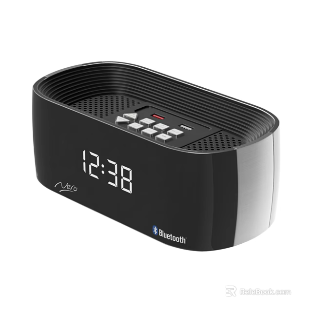 Black Digital Alarm Clock With Modern Design Bluetooth Feature And Control Buttons 3d model