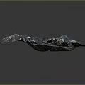 Natural Mountain Landscape With Snowy Peaks Valley River And Detailed Terrain