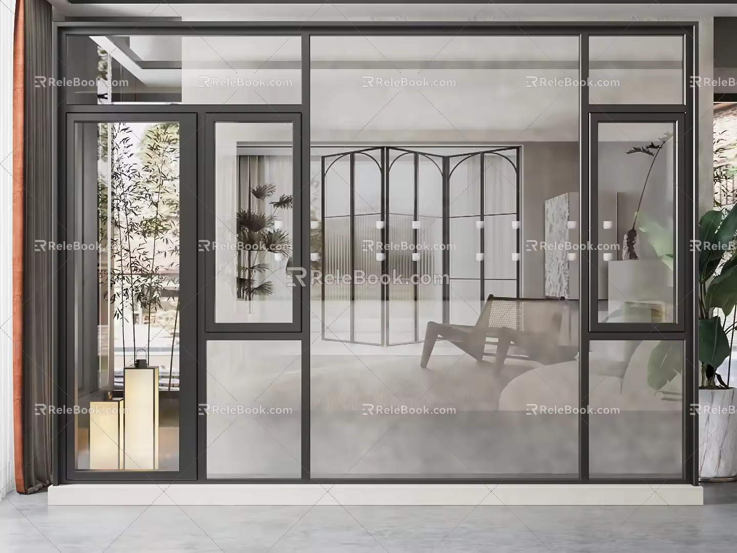 modern floor-to-ceiling windows 3d model