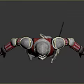 Medieval Weapon Sword With Red And Silver Metallic Armor Design Details