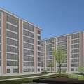 Modern Residential Building Exterior Design With Large Glass Windows And Green Landscaping Areas