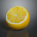 Fresh Sliced Lemon With Yellow Flesh And White Rind On Dark Background With Reflection