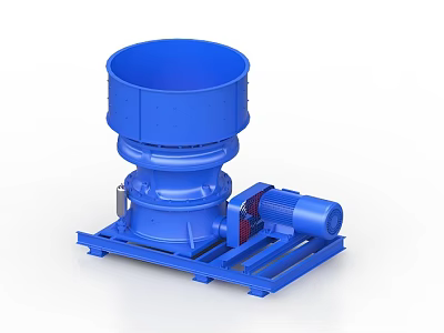 Blue Vertical Industrial Crusher Equipment With Motor And Base Stand 3d model