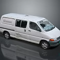 White Used Van With Broken Windshield And Worn Exterior Body Details 3d model