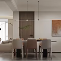 Modern Living And Dining Room Interior Design With Coffee Table TV Unit And Potted Plant