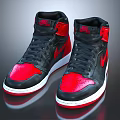 High Top Black Red Nike Swoosh Shoes With White Sole And Leather Upper