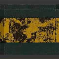 Vintage Green Box With Yellow Accents Recycle Symbol And Worn Texture Design