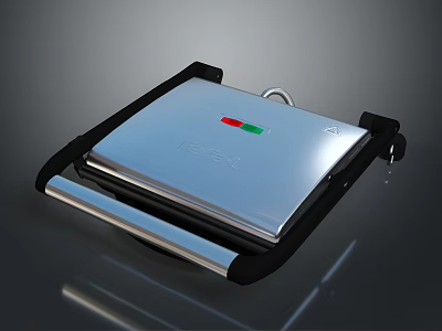 Stainless Steel Sandwich Maker With Red Green Indicator Lights For Kitchen Use 3d model