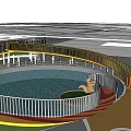 Kids Play Area With Yellow Cone Shaped Structure Slide Circular Ground And Plants