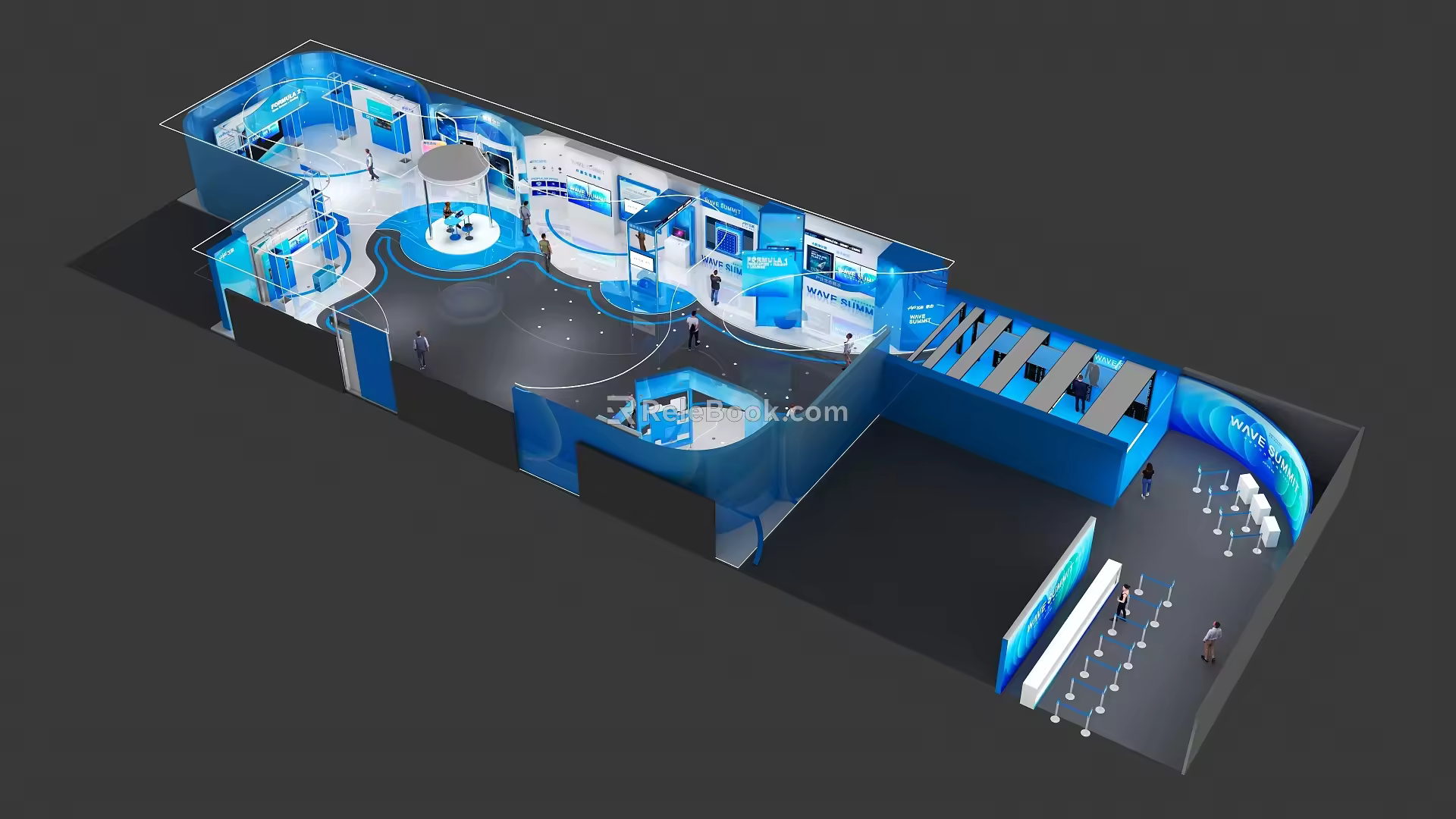 IT Summit Preface Hall Technology IT Booth Preface Hall Shows Blue Simple Advanced Moving Line 3d model