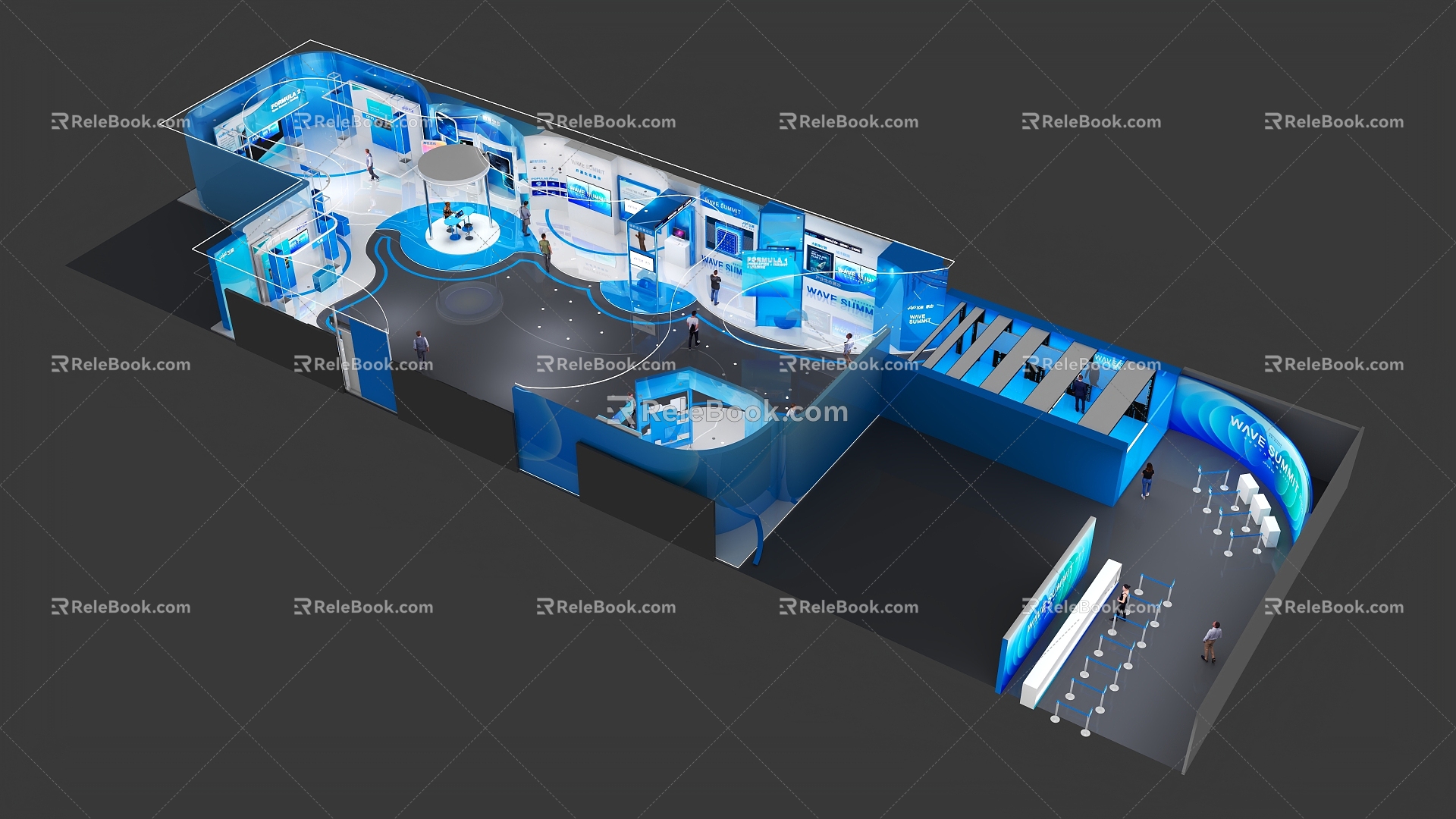 IT Summit Preface Hall Technology IT Booth Preface Hall Shows Blue Simple Advanced Moving Line 3d model