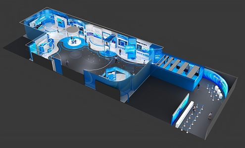 IT Summit Preface Hall Technology IT Booth Preface Hall Shows Blue Simple Advanced Moving Line 3d model