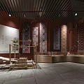Traditional Textile Exhibition Hall With Ancient Loom And Colorful Tapestry Wall