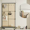 Mobile Storage Shelf With Metal Frame Wooden Shelves Pegboard Panel And Wheels Organizing Hats Bags