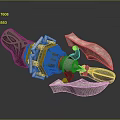Decorative Green And Gold Mechanical Claw Weapon With Intricate Metal Parts Design
