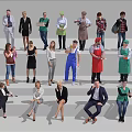 Modern European and American character multiplayer combination 3d model
