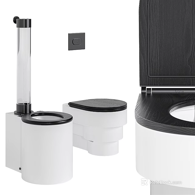 Modern Toilet Design Featuring Wall Hung And Floor Standing Models With White Black Finish 3d model 