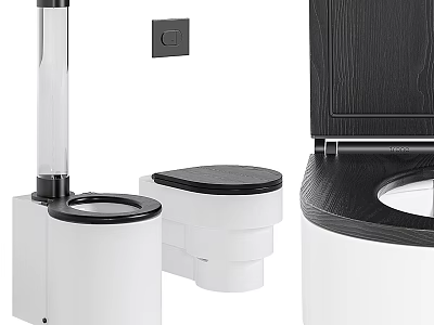 Modern Toilet Design Featuring Wall Hung And Floor Standing Models With White Black Finish 3d model