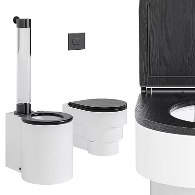 Modern Toilet Design Featuring Wall Hung And Floor Standing Models With White Black Finish 3d model