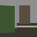 Modern Wardrobe Design with Green and Brown Wooden Texture and Curved Details