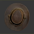 Brown Leather Hat With Braided Leather Band And Metal Buckle