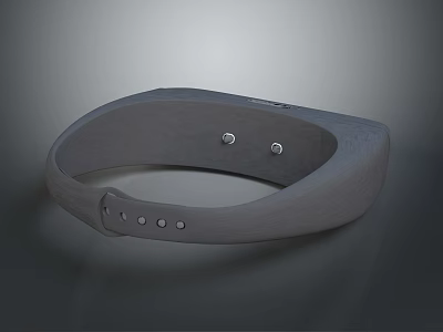 Stylish Gray Fashion Wristband With Minimalist Design Adjustable Buckle And Perforated Straps 3d model