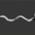 White Striped Worm on Gray Background with Smooth Curved Body and Reflection 3d model