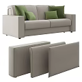 Modern Light Beige Two Seater Sofa With Green Cushions And Armrests Design 3d model