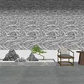 Wall Washer Light Creating Wavy Pattern Projection On White Wall With Decorative Plants