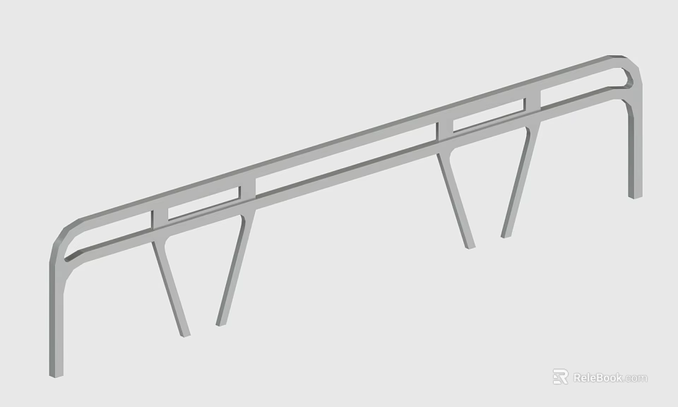 Sturdy Gray Metal Railing With Horizontal And Vertical Support Bars 3d model