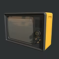 Vintage Yellow and Black Television Featuring Knobs and Speaker Grille Design