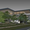 Modern Homestay Building With Courtyard Roof Trees Stone Path And Open Design
