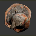 Ancient Chinese Painted Pottery Figure With Traditional Bun Hairstyle Red Robe