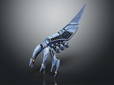 Detailed Blue Mechanical Sci Fi Creature With Winged Body And Multiple Legs 3d model