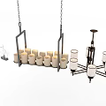 Modern Chandeliers With Candle Shaped Lights And Metal Frame Design