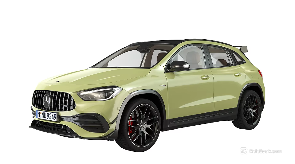 Light Green Mercedes AMG SUV With Sporty Design Black Wheels And Red Brake Calipers 3d model 