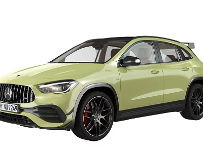 Light Green Mercedes AMG SUV With Sporty Design Black Wheels And Red Brake Calipers 3d model