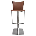 Modern Brown Leather Bar Stool With Chrome Metal Frame And Stable Base 3d model