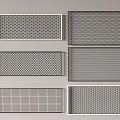 Six Metal Fencing Panels With Various Grid Patterns Neatly Arranged On Grey Background
