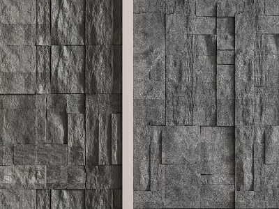 Gray Stone Background Wall with Irregular Slabs Textured Surface and Natural Pattern 3d model