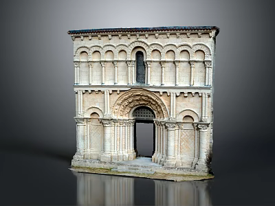 Classical Architectural Facade Model With Arched Doorway Columns And Ornamental Carvings 3d model