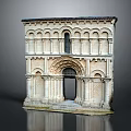 Classical Architectural Facade Model With Arched Doorway Columns And Ornamental Carvings