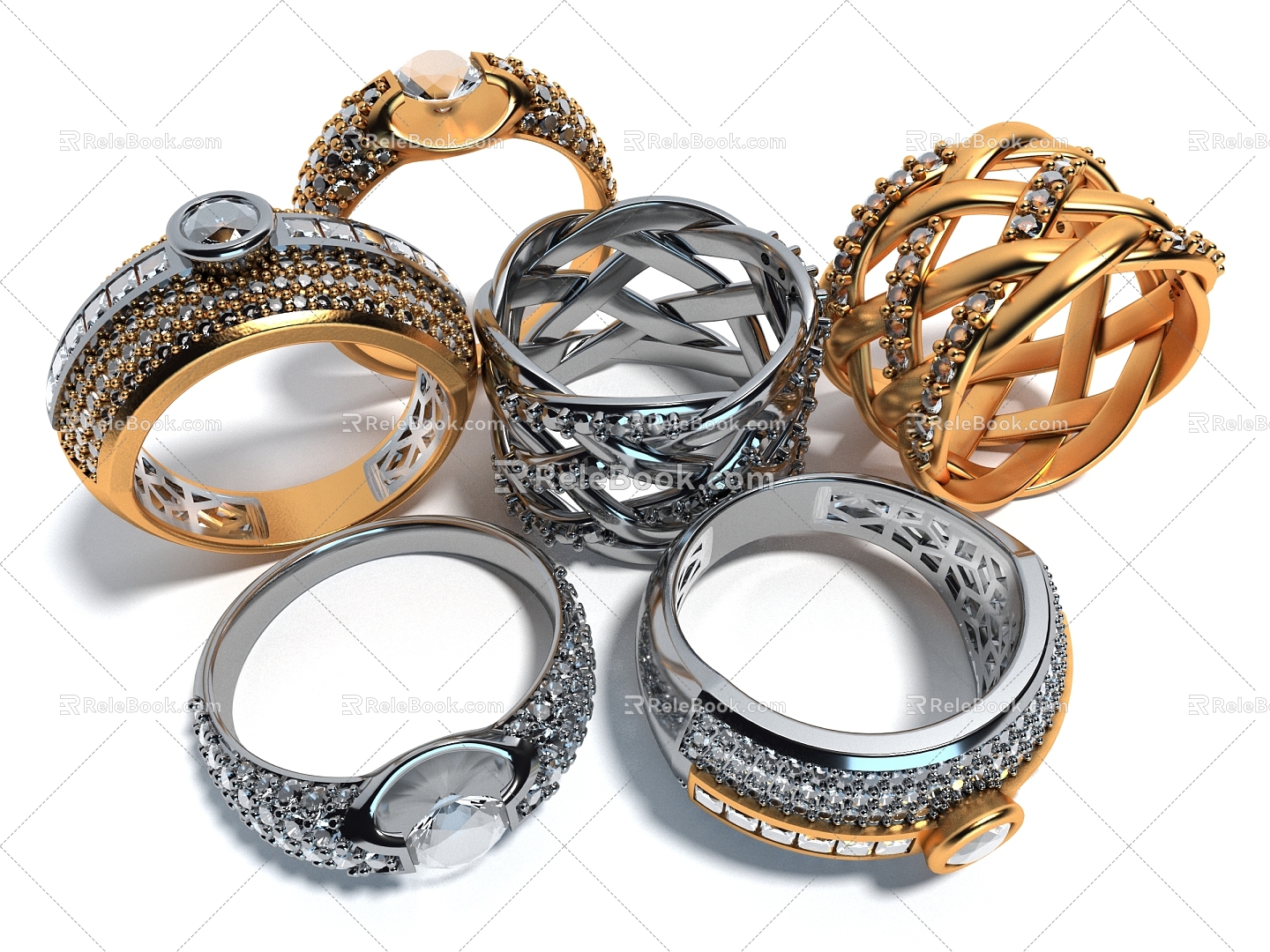 Style Jewelry Jewelry Diamond Ring Ring Gold Ring Decoration Luxury 3d model