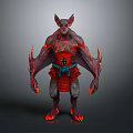Demon Character 3D Model With Lava Texture Glowing Limbs And Kimono Belt