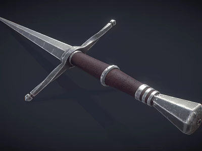 Medieval Sword With Sharp Metal Blade Wooden Handle And Decorative Crossguard 3d model
