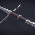Medieval Sword With Sharp Metal Blade Wooden Handle And Decorative Crossguard