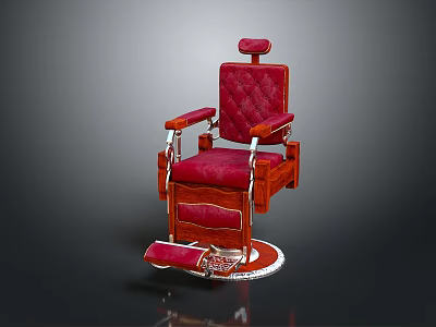 Classic Red Padded Armchair With Wooden Frame Comfortable Upholstery And Footrest Design 3d model